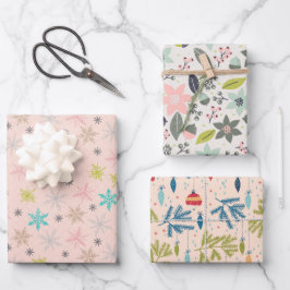 Farbe des rosa Weihnachtsbunds: Weibliche Touch Geschenkpapier Set