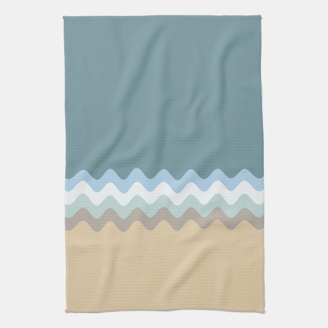 Farbe des Strandes: hellbrauner Sand Beige Türkis  Geschirrtuch (Vertikal)