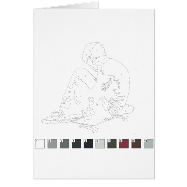 Farbe durch Zahl-Karte: Graffiti-Skater-Kind (Vorne)