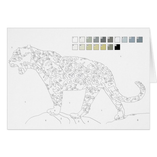 Farbe durch Zahl-Karte: Leopard (Vorderseite (Horizontal))