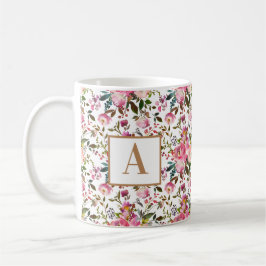 Farbe Frühling Blumenkraut Monogramm Kaffee Kaffeetasse