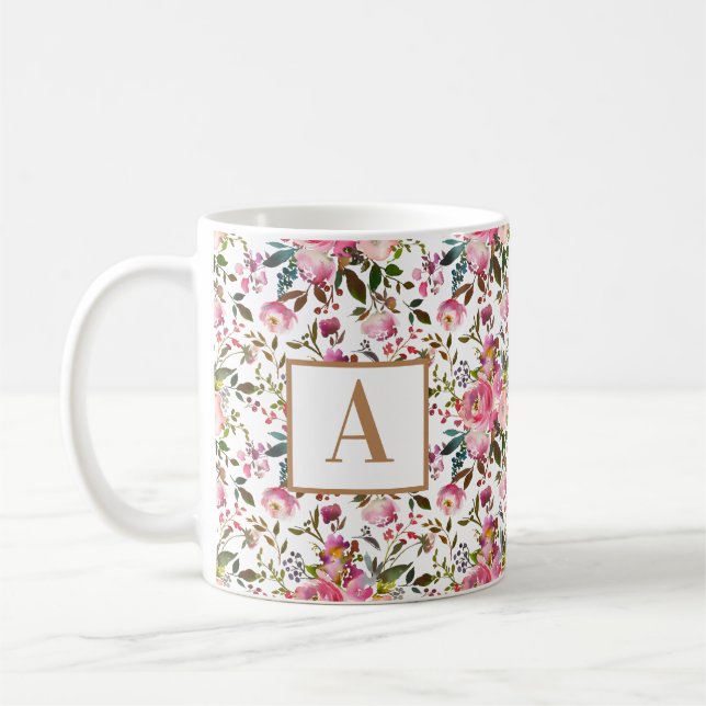 Farbe Frühling Blumenkraut Monogramm Kaffee Kaffeetasse (Links)