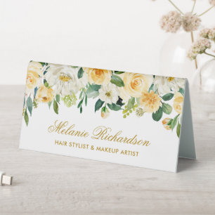 Farbe Gelb Weiße Blüte Gold Name Zeichen Tischaufsteller