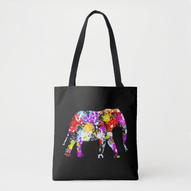 Farbe gespritzter Elefant ganz über Tasche (Vorderseite)