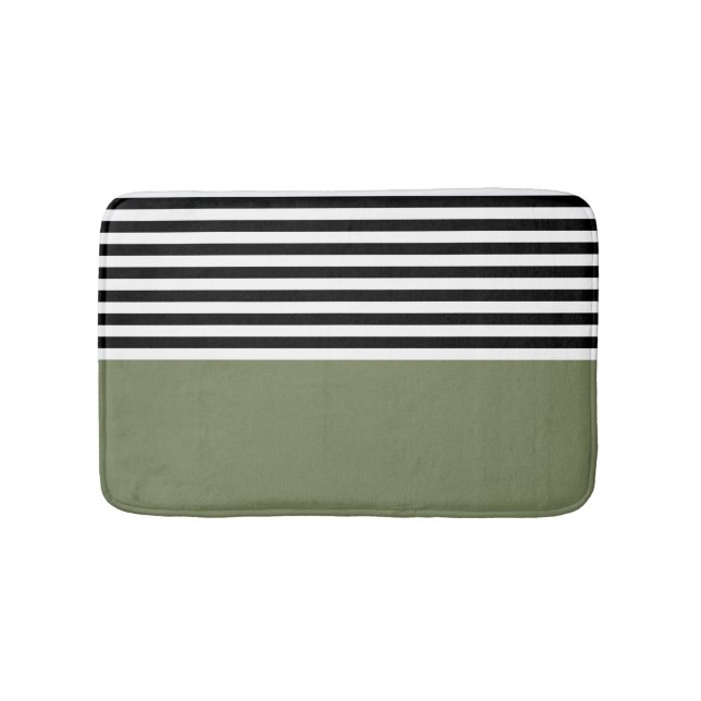 Farbe Grün mit schwarzen und weißen Streifen Badematte (Vorderseite)