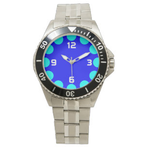 Farbe Halbmond - Cyan auf blau Armbanduhr
