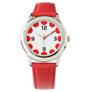 Farbe Halbmond - Rot auf Weiß Armbanduhr