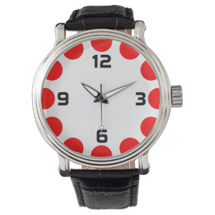 Farbe Halbmond - Rot auf Weiß Armbanduhr