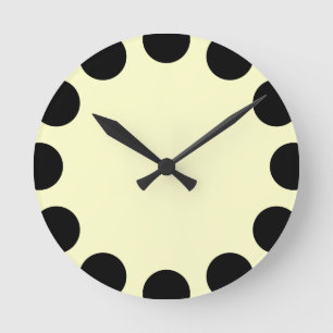 Farbe Halbmond - Schwarz und Creme Runde Wanduhr