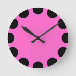 Farbe Halbmond - Schwarz und Rosa Runde Wanduhr