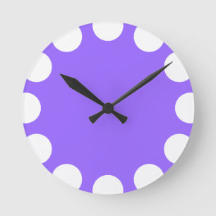 Farbe Halbmond - Weiß mit Violett Runde Wanduhr