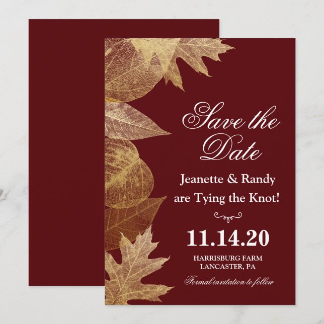 FARBE - Hochzeit im Herbst Save the Date Einladung (Vorne/Hinten)
