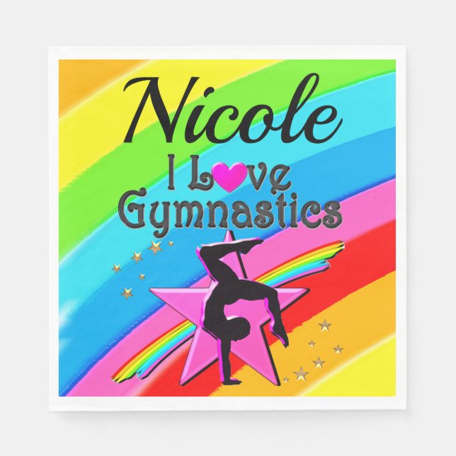 FARBE I LIEBE GYMNASTICS PERSONALISIERTES DESIGN SERVIETTE (Vorderseite)