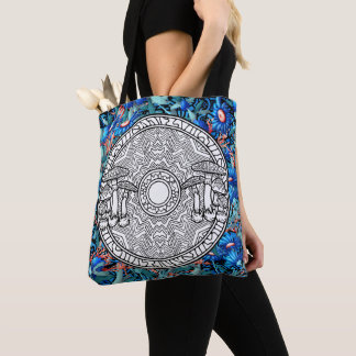 Farbe Ihr eigener Pilz Mandala Kunsthandwerk Blaue Tasche