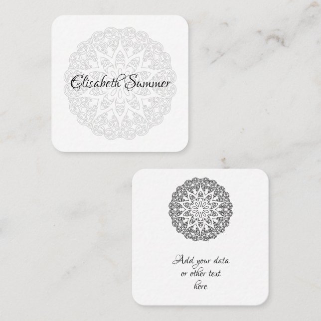 Farbe Ihr eigenes MANDALA - Farbbuch 1 Quadratische Visitenkarte (Vorne/Hinten)