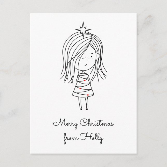 Farbe Ihr eigenes Weihnachtslicht-Mädchen Postkarte (Vorderseite)