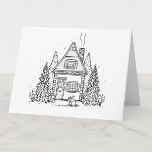 Farbe Ihr eigenes Winterhaus und Biber Leere Dankeskarte