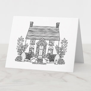Farbe Ihr Niedliches Haus mit Kaninchen-Leere Dankeskarte