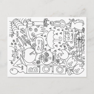 Farbe Ihrer eigenen Postkarte - Halloween Doodle C