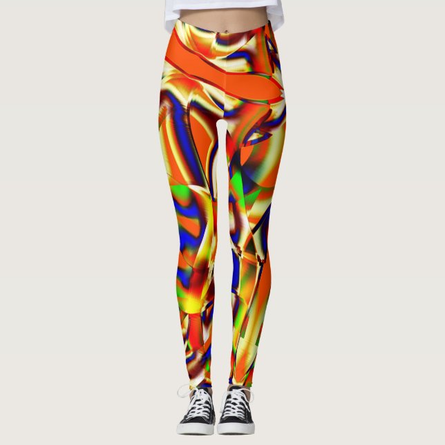 Farbe majestätisch, blau und orange gekämpft leggings (Vorderseite)