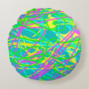 Färbe meine Träume Kritzelmuster Expressive Kunst Rundes Kissen