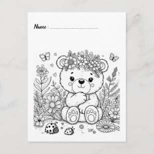 Färbe mich Panda   Kinderaktivitätskarten Postkarte