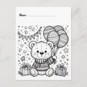 Färbe mich Panda   Kinderaktivitätskarten Postkarte