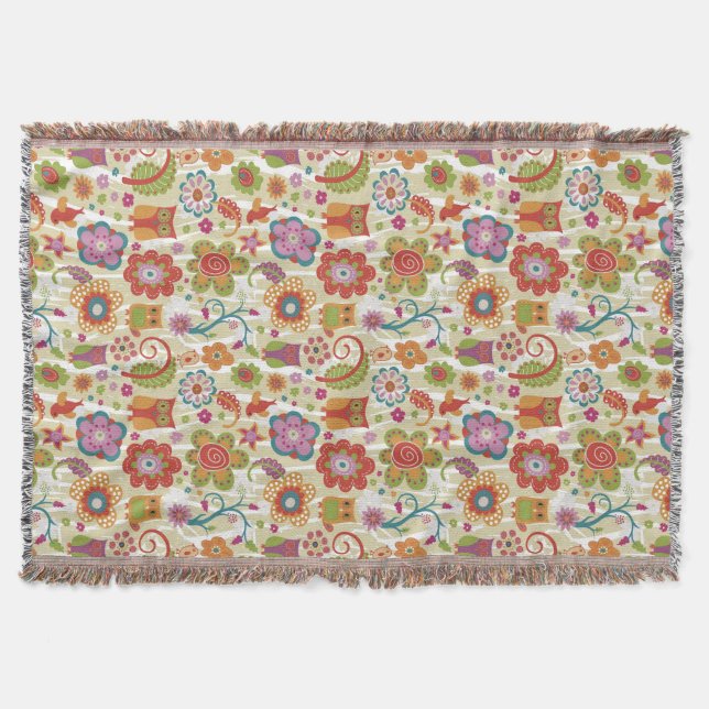 Farbe mit Blumen und Eule Decke (Vorderseite)