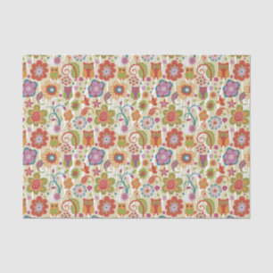 Farbe mit Blumen und Eule Seidenpapier