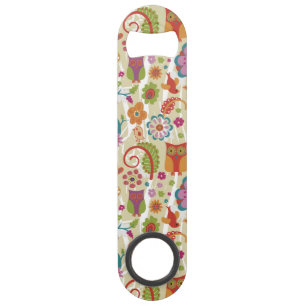 Farbe mit Blumen und Eule Speed Flaschenöffner