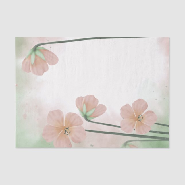 Farbe pfirsichfarben Rosa Blume Blumendekoupage Seidenpapier (Vorderseite)