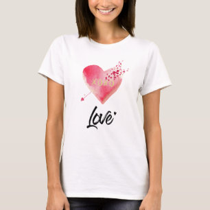 *~* Farbe Rosa Herz und Pfeil Weiße Frauen T-Shirt