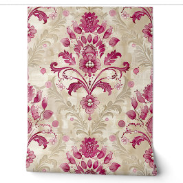Farbe Rosa und Creme Damast und Perlen aus Imitate Tapete