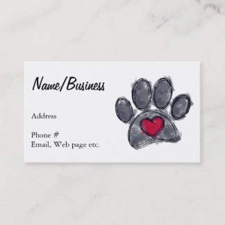 Farbe Schwarzer Hund Paw Print Red Heft Custom Visitenkarte