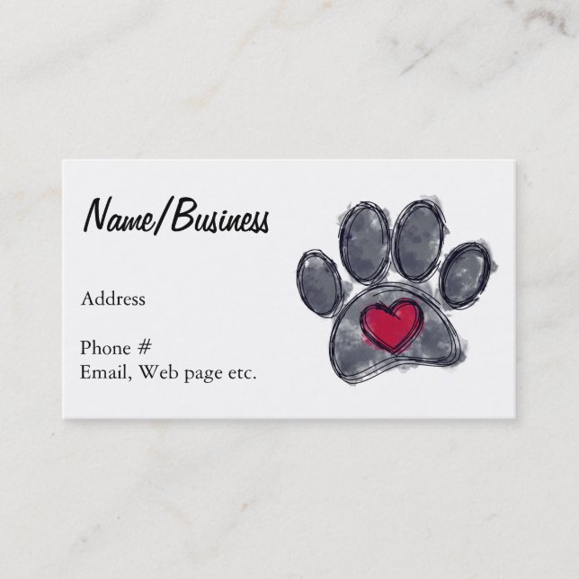Farbe Schwarzer Hund Paw Print Red Heft Custom Visitenkarte (Vorderseite)