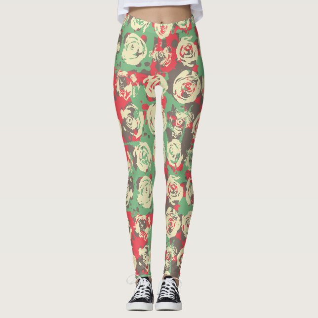 Farbe und Rose Harmonie - Nahtloses Muster Leggings (Vorderseite)