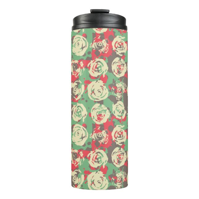 Farbe und Rose Harmonie - Nahtloses Muster Thermosbecher (Vorderseite)
