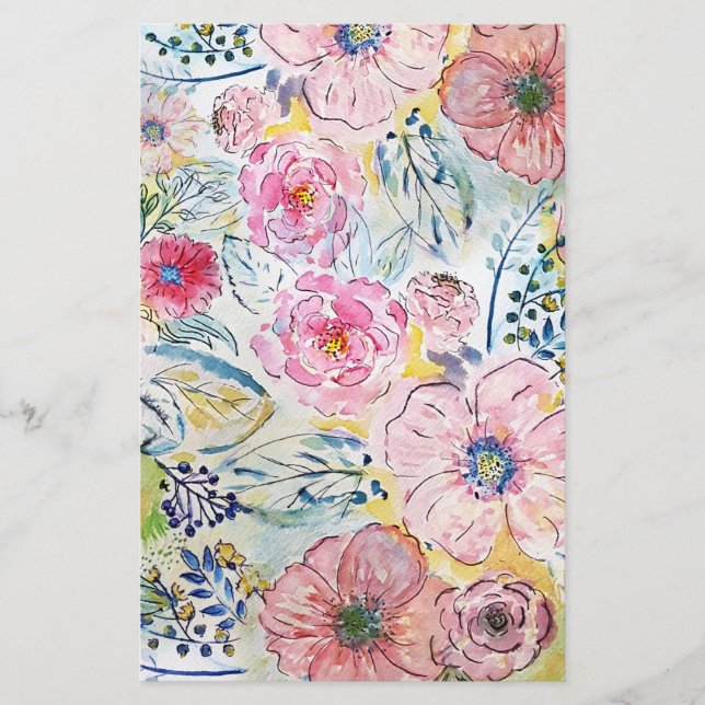 Farbe von Hand mit Aquarellfarbe Blumendesign Briefpapier (Vorderseite)
