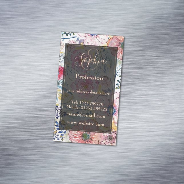 Farbe von Hand mit Aquarellfarbe Blumendesign Magnetische Visitenkarte (Beispiel)