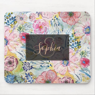 Farbe von Hand mit Aquarellfarbe Blumendesign Mousepad