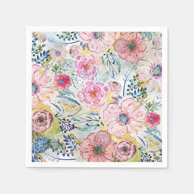 Farbe von Hand mit Aquarellfarbe Blumendesign Serviette (Vorderseite)