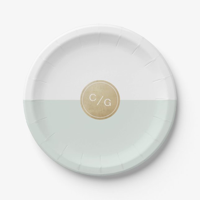 Farbeditierbare minimalistische moderne Hochzeitmo Pappteller (Vorderseite)
