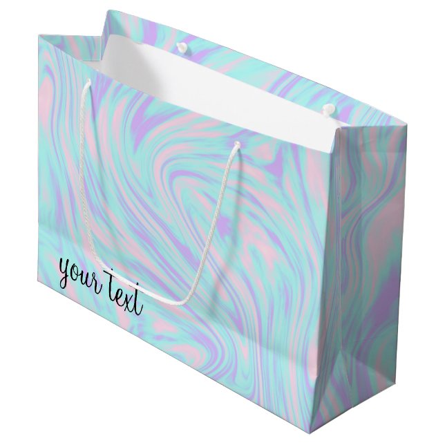 Farbelegant Pink blue purple white Große Geschenktüte (Vorderseite Schrägansicht)