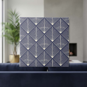 Farben anpassen Art Déco Lüfter Linien Navy ID1188 Fliese