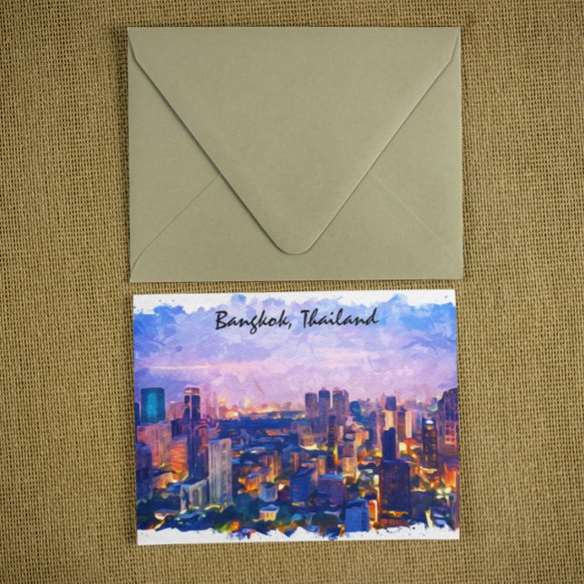 Farben Bangkok Thailand City Wasserfarbe Postkarte (bangkok Thailand Asia watercolor postcard)