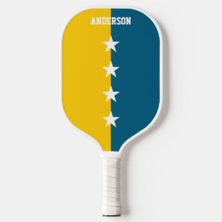 Farben Blau & Maisgelb Monogramm Pickleball Schläger