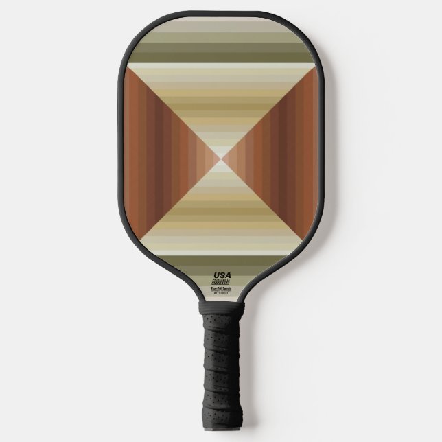 Farben brauner, grüner und tangestreifter Muster Pickleball Schläger (Vorderseite)