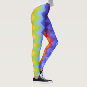 Farben Chakras / Regenbogen - Zickzack-Chevronen Leggings