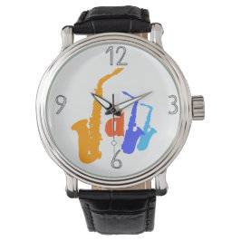 Farben der Jazz Sax Illustration 1 Armbanduhr
