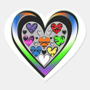 Farben der Liebe Herz-Aufkleber